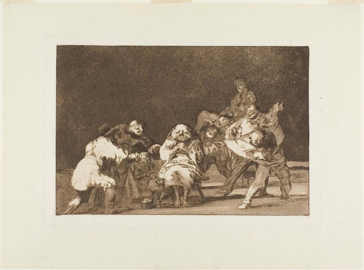 Kto cię nie lubi, zniesławi cię żartem, tablica 17 z Los Proverbios autorstwa Francisco Jose de Goya y Lucientes