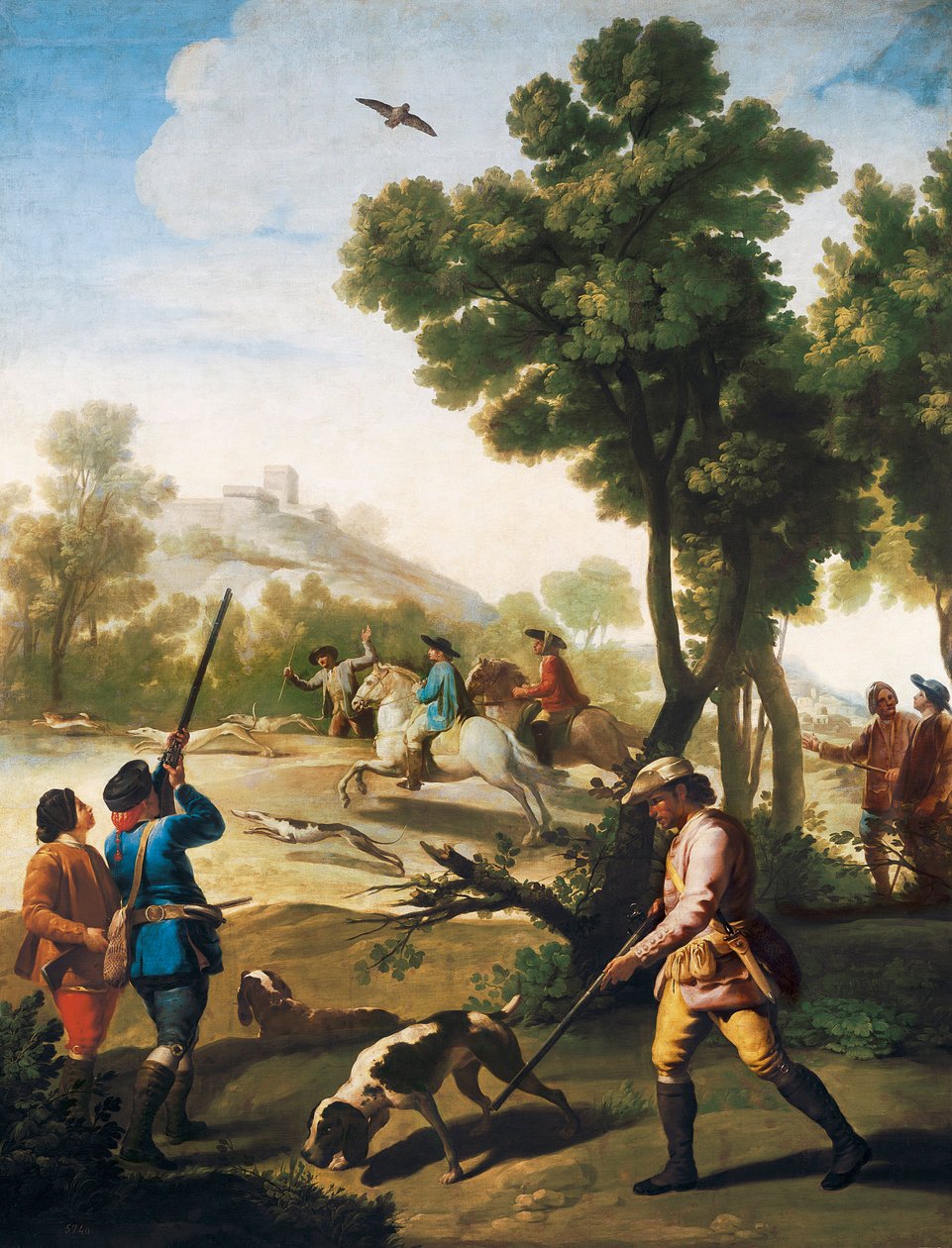 Polowanie na przepiórki, 1775 autorstwa Francisco de Goya