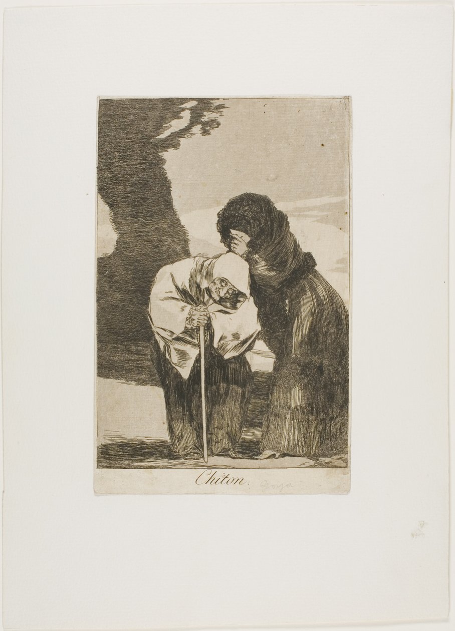 Cisza, płyta 28 z Los Caprichos autorstwa Francisco Jose de Goya y Lucientes