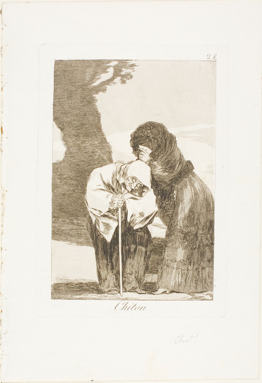 Cisza, płyta 28 z Los Caprichos autorstwa Francisco Jose de Goya y Lucientes