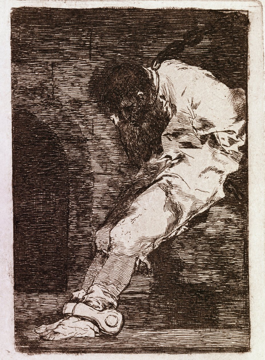 Jeśli to przestępca, szybko umiera (Akwatinta, ok. 1810) autorstwa Francisco de Goya