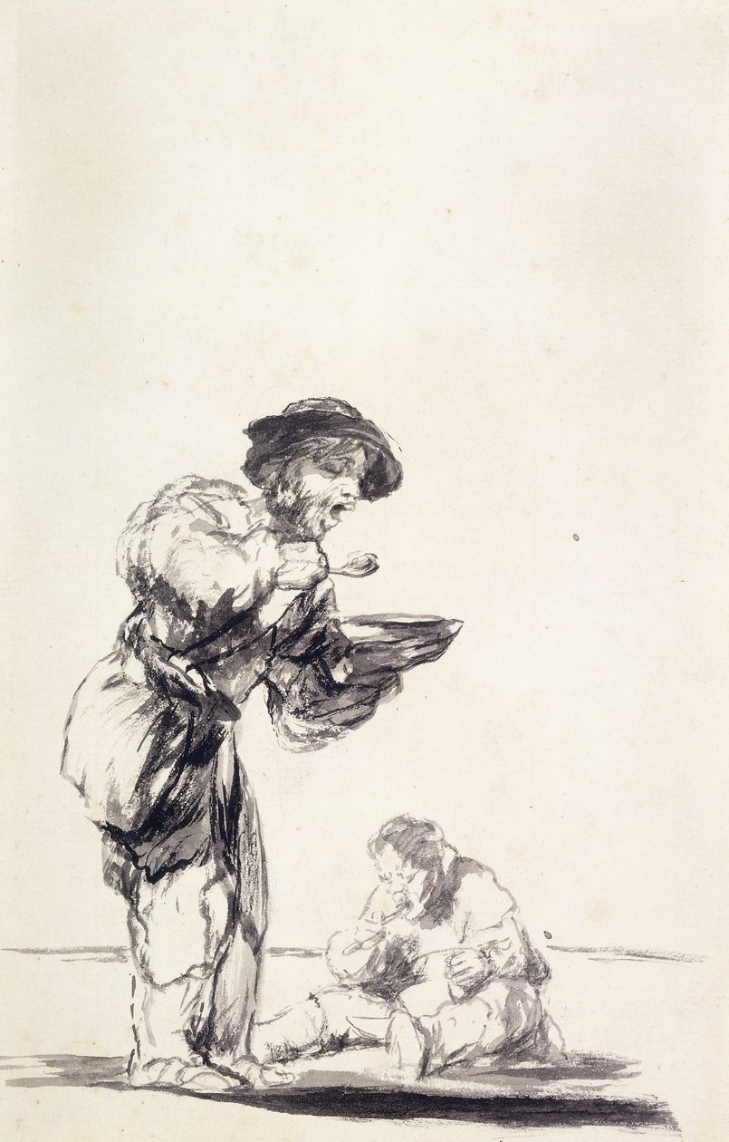 La Bouillie: Żebracy jedzący zacieru autorstwa Francisco de Goya