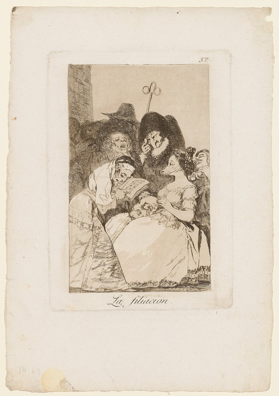 La Filiacion, płyta z „Los Caprichos”, 1799 autorstwa Francisco de Goya