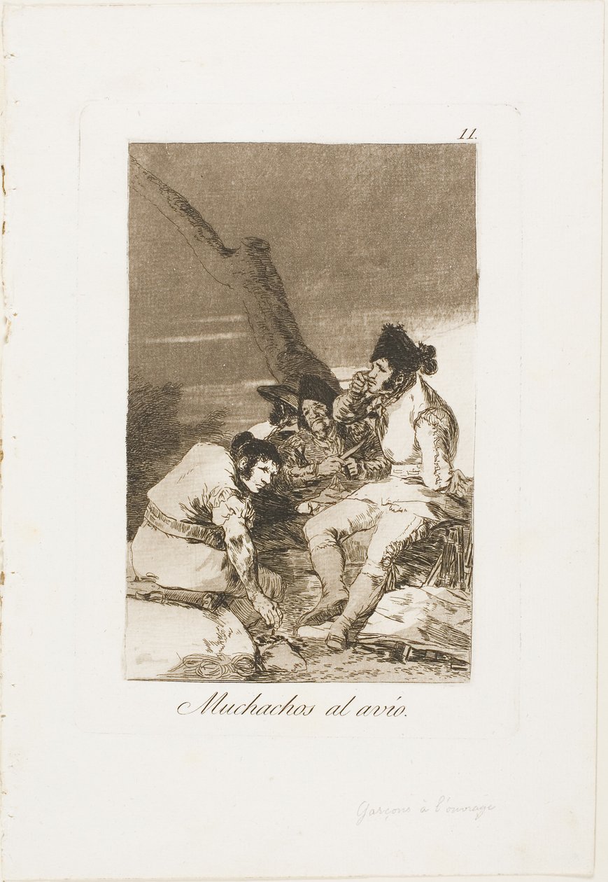 Lads Making Ready, płyta jedenasta z Los Caprichos autorstwa Francisco Jose de Goya y Lucientes