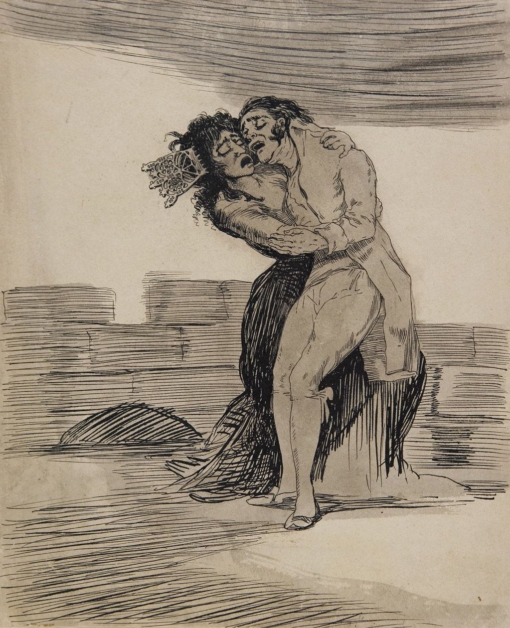 Obejmujący się mężczyzna i kobieta autorstwa Francisco Jose de Goya y Lucientes