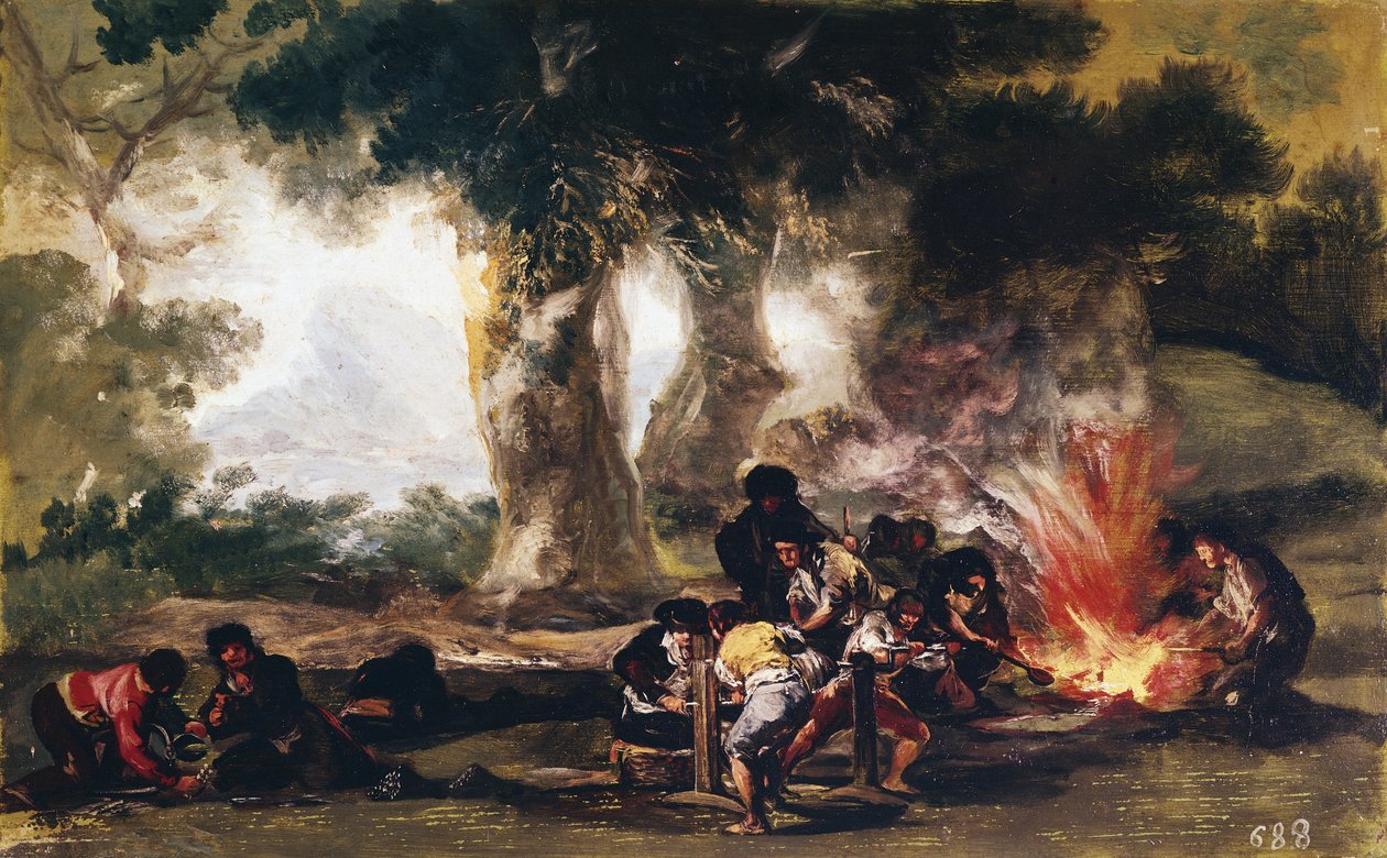 Produkcja kulek w Sierra de Tardienda - Olej na płótnie autorstwa Francisco de Goya