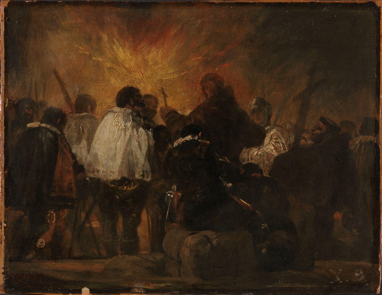 Scena nocna z czasów Inkwizycji, ok. 1810 r. (olej na drewnie) autorstwa Francisco Jose de Goya y Lucientes