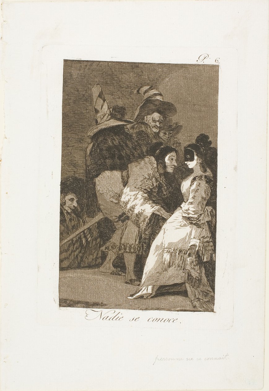 Nikt nie zna siebie, płyta szósta z Los Caprichos autorstwa Francisco Jose de Goya y Lucientes