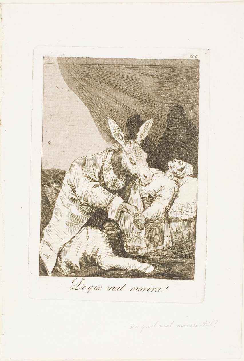 Z jakiego złego umrze?, płyta 40 z Los Caprichos autorstwa Francisco Jose de Goya y Lucientes