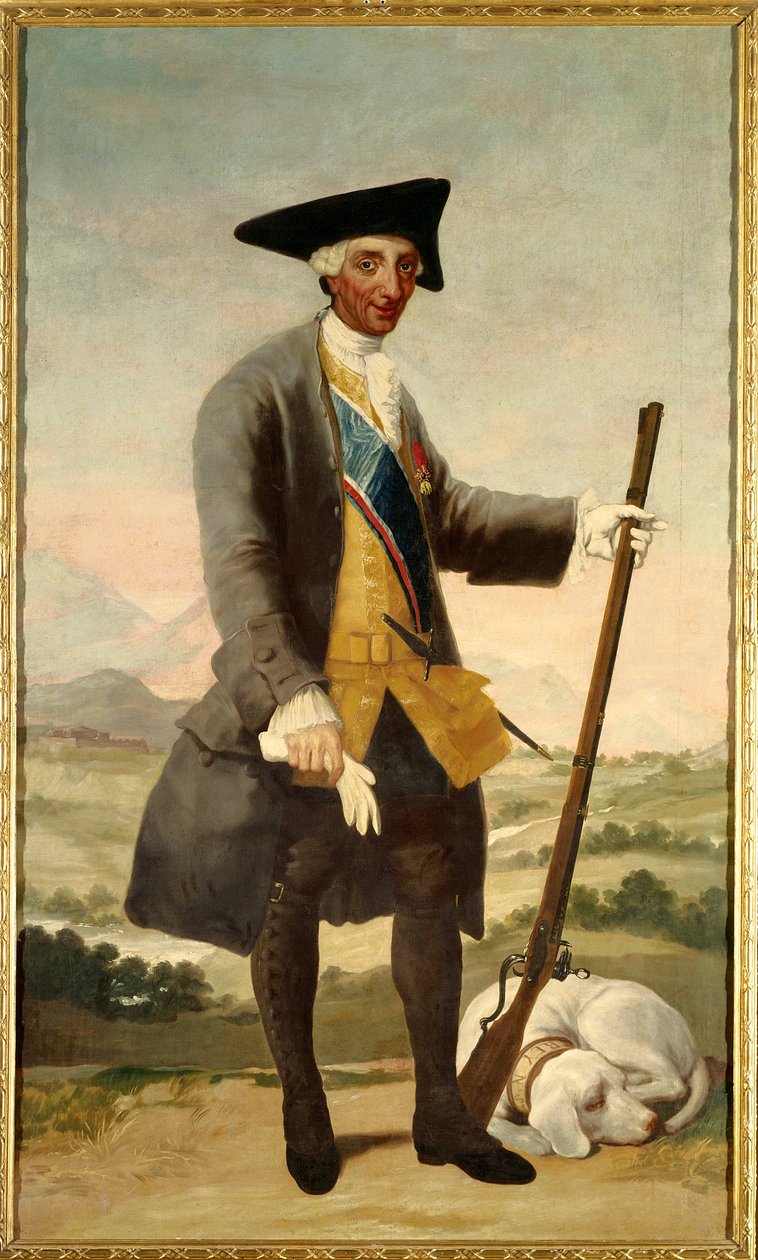 Portret u stóp Karola III (1716-1788) jako myśliwego, syna Filipa V Obraz Francisco de Goya (1746-1828) olej na płótnie autorstwa Francisco de Goya