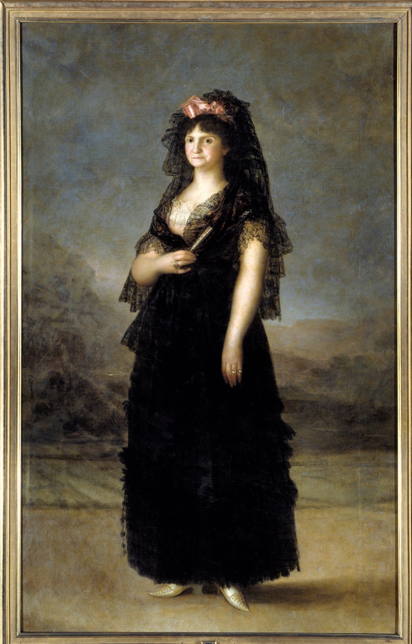 Portret u stóp królowej Hiszpanii Marii Ludwiki (1751-1819), żony Karola IV Obraz autorstwa Francisco de Goya (1746-1828) XIX-wieczne słońce. 2,08x1,27m - Madryt, Musee du Prado - Portret królowej Marii Luizy (1751-1819) w Mantilli - Obraz autorstwa autorstwa Francisco de Goya