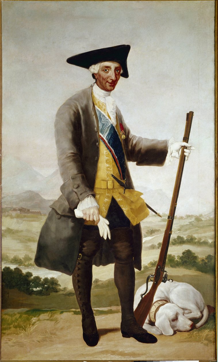 Portret Karola III i Myśliwego. (olej na płótnie autorstwa Francisco de Goya