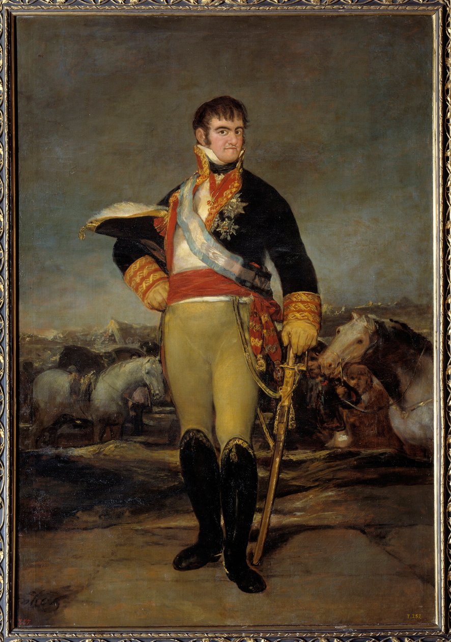 Portret króla Ferdynanda VII (1784-1833) w stroju wojskowym w obozie Obraz Francisco de Goya y Lucientes (1746-1828). XIX w. niedz. 2,07x1,4 m Madryt. Musee du Prado - Portret króla Ferdynanda VII (1784-1833) w mundurze wojskowym w autorstwa Francisco de Goya