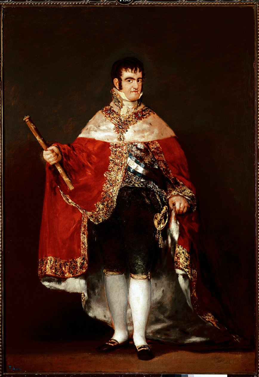 Portret króla Ferdynanda VII w stroju królewskim (olej na płótnie, ok. 1815) autorstwa Francisco de Goya