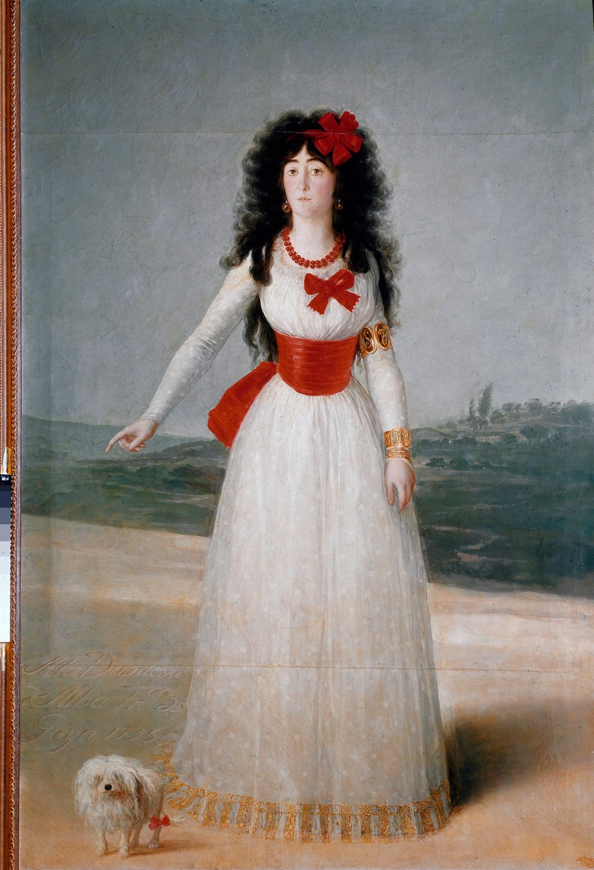 Portret księżnej Alby (Alba) (Maria Teresa Cayetana de Silva) (1762-1802) Obraz Francisco Goya y Lucientes (1746-1828) 1795 Wymiary 194x130 cm Madryt, Kolekcja Alba autorstwa Francisco de Goya