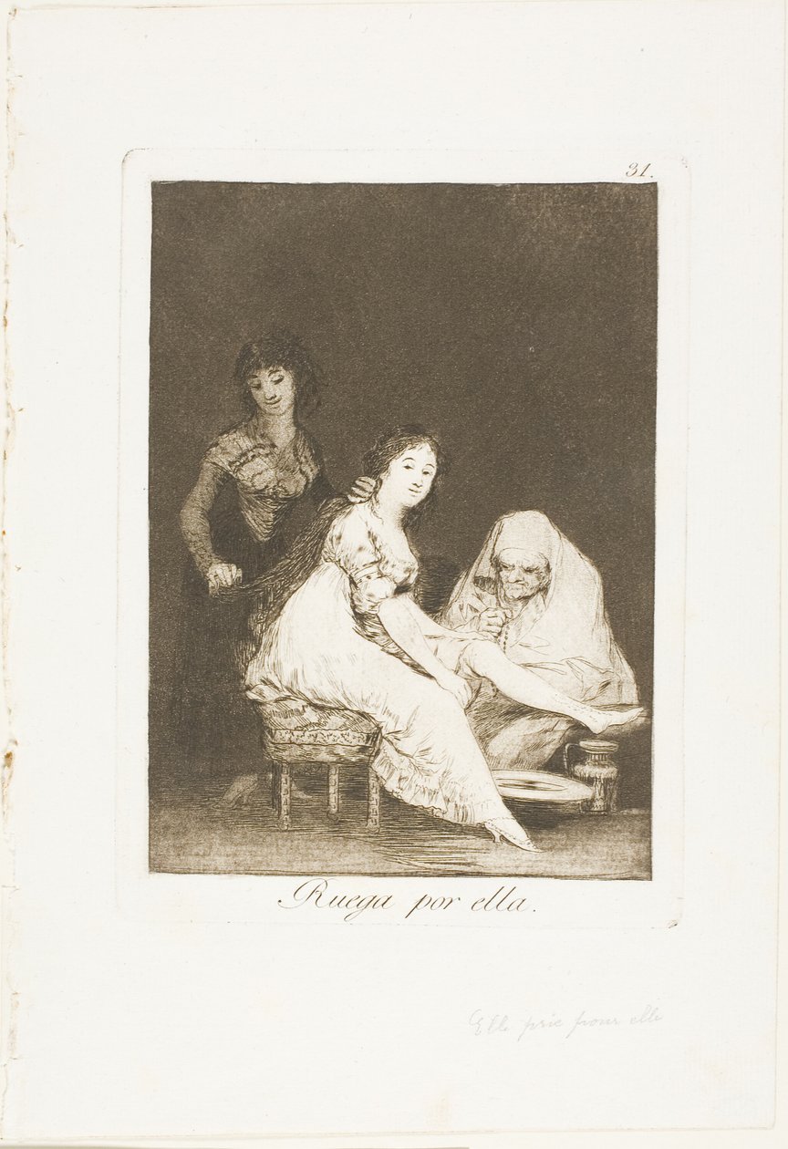 Ona się za nią modli, tablica 31 z Los Caprichos autorstwa Francisco Jose de Goya y Lucientes
