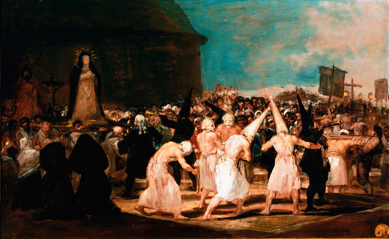 Tematy społeczne Akademii San Fernando: „Pochód biczowników na wsi” Obraz Francisco Goya y Lucientes (1746-1828) 1812-1814 wym. 45x72 cm Madryt, akademia San Fernando autorstwa Francisco de Goya