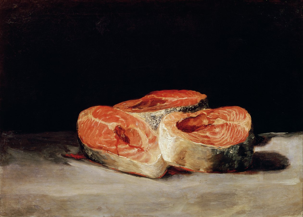 Martwa natura z plastrami łososia autorstwa Francisco Jose de Goya y Lucientes