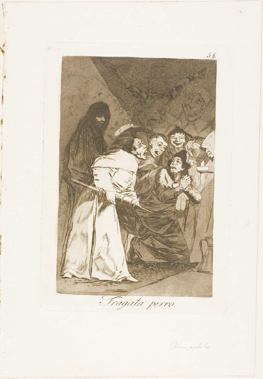 Połknij, piesek, płyta 58 z Los Caprichos autorstwa Francisco Jose de Goya y Lucientes