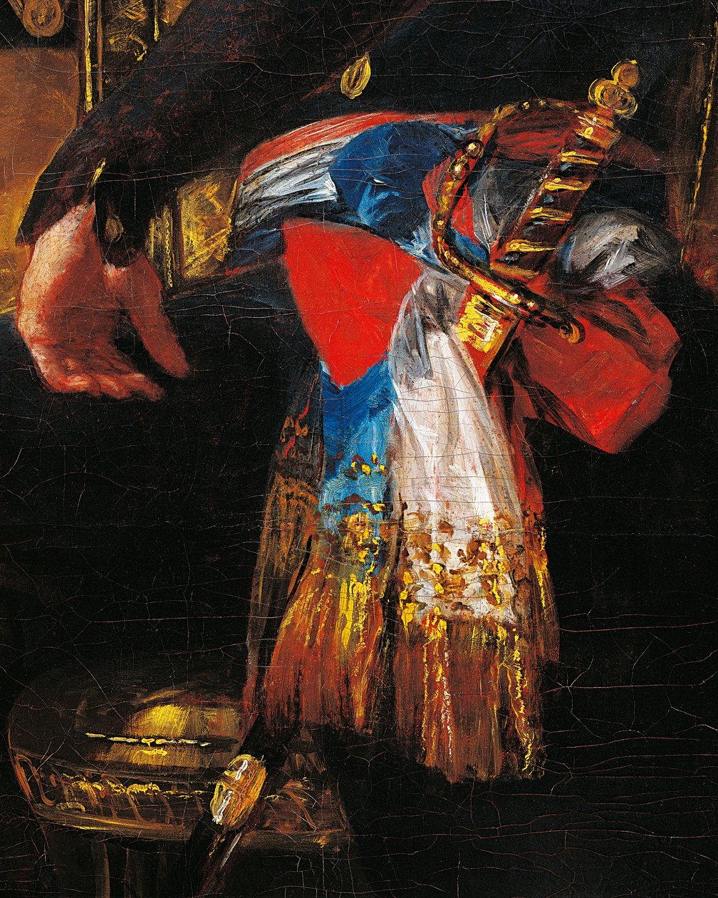 Miecz i szarfa, detal z portretu Ferdynanda Guillemardeta, ambasadora Francji w Hiszpanii w latach 1798-1828 autorstwa Francisco de Goya (1746-1828), olej na płótnie autorstwa Francisco Jose de Goya y Lucientes