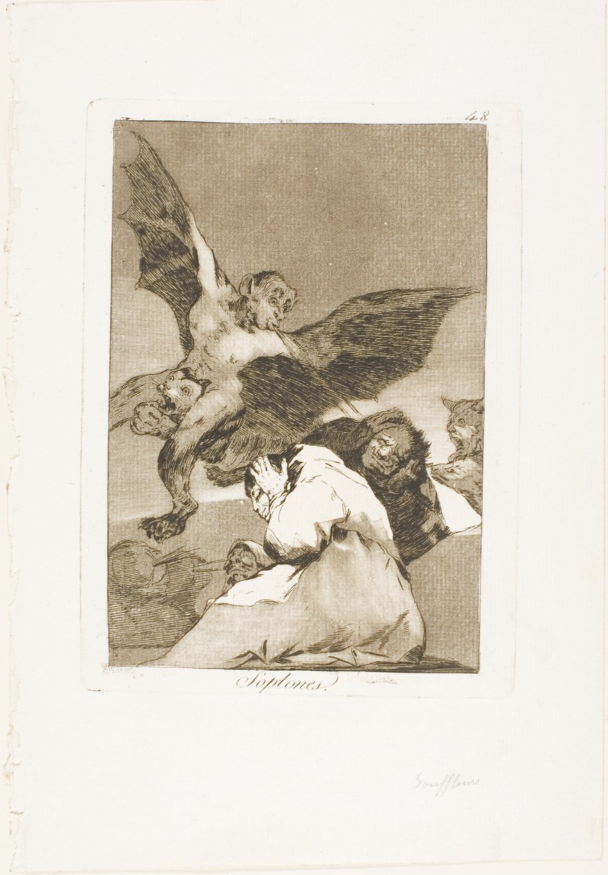 Opowieści - Podmuchy wiatru, płyta 48 z Los Caprichos autorstwa Francisco Jose de Goya y Lucientes