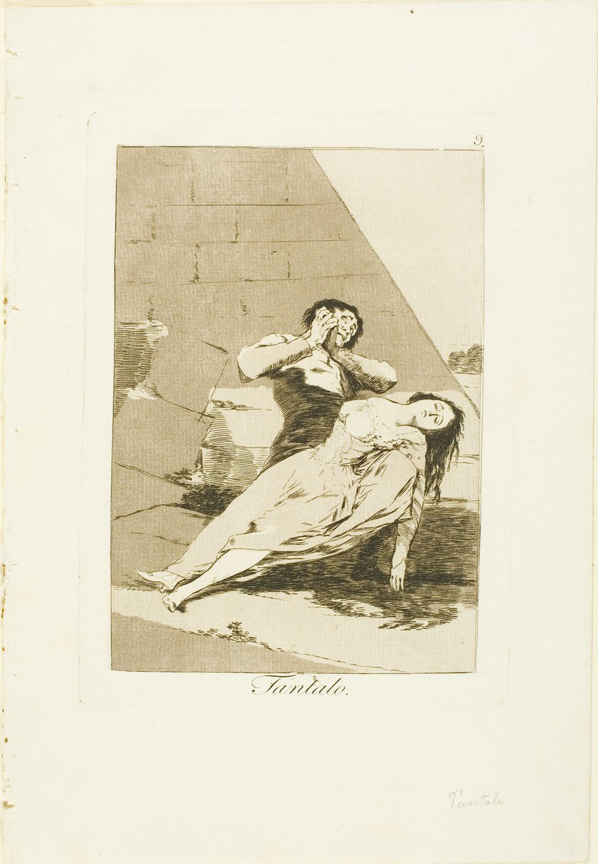 Tantalus, płyta 9 z Los Caprichos autorstwa Francisco Jose de Goya y Lucientes