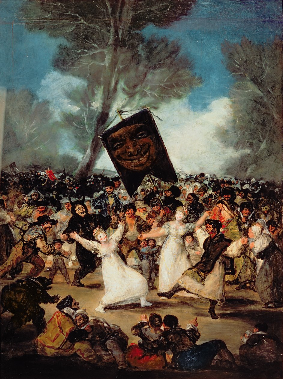 Pogrzeb Sardynki (Święto Bożego Ciała w Środę Popielcową) c.1812-19 (olej na płótnie) autorstwa Francisco de Goya