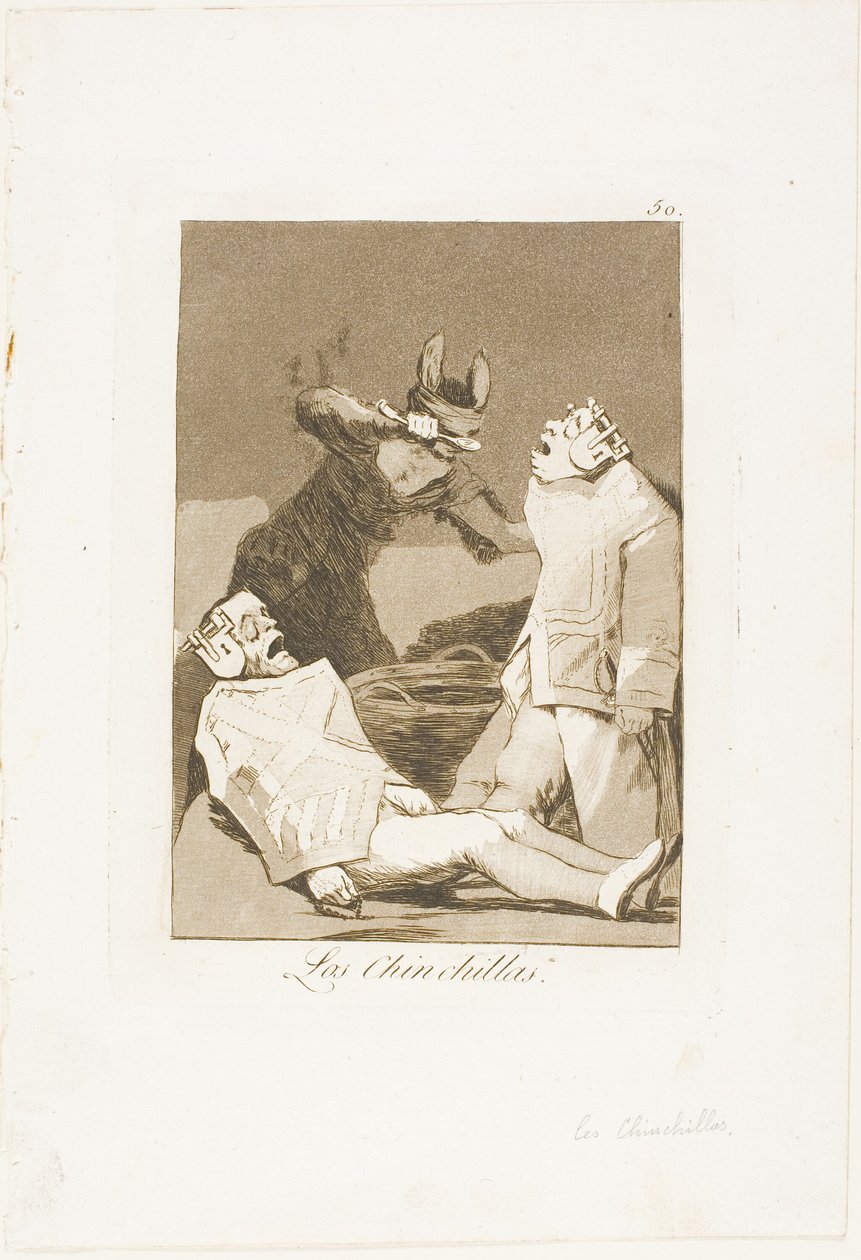 Szynszyle, płyta 50 z Los Caprichos autorstwa Francisco Jose de Goya y Lucientes