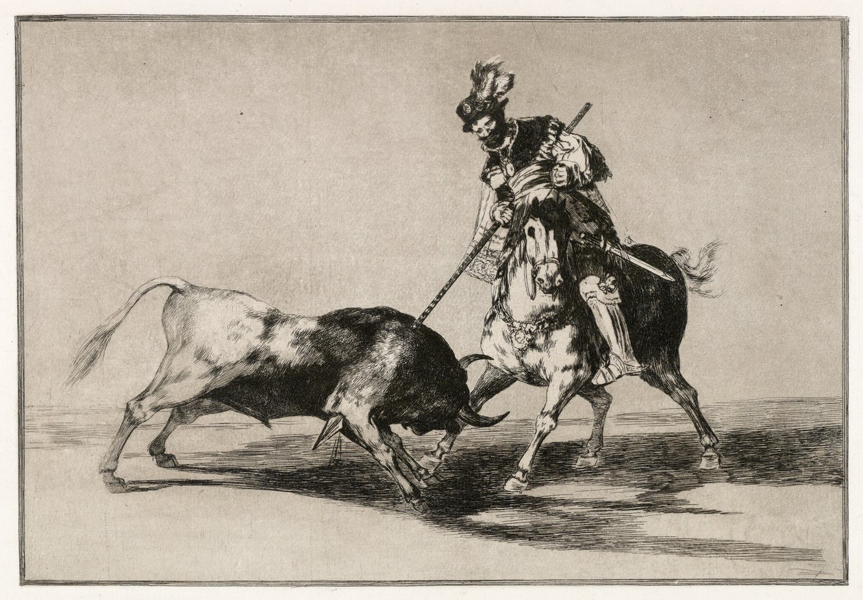 Cid Campeador atakuje byka swoją włócznią autorstwa Francisco de Goya