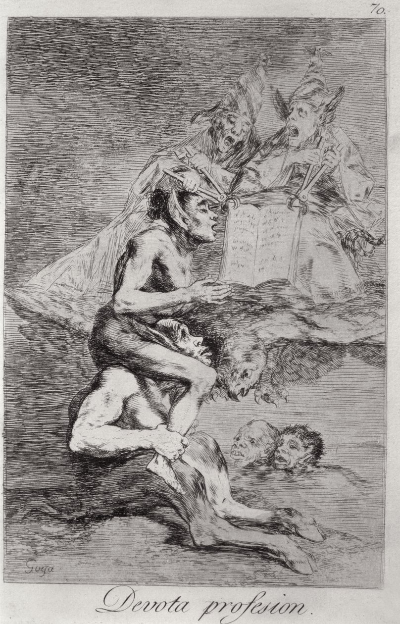 Zawód pobożny, płyta 70 „Los caprichos” autorstwa Francisco Jose de Goya y Lucientes