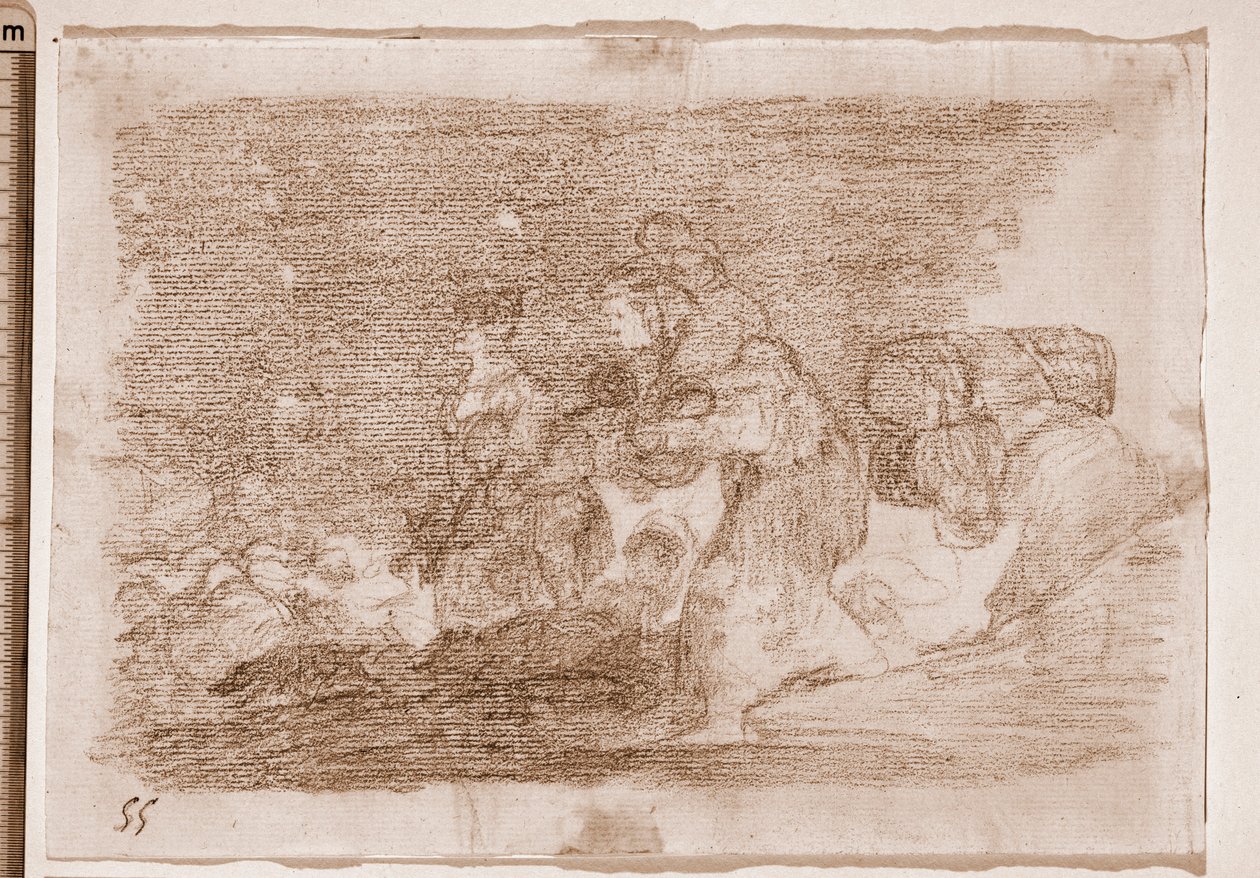 Katastrofy wojny: I to też (rysunek przygotowawczy) autorstwa Francisco de Goya