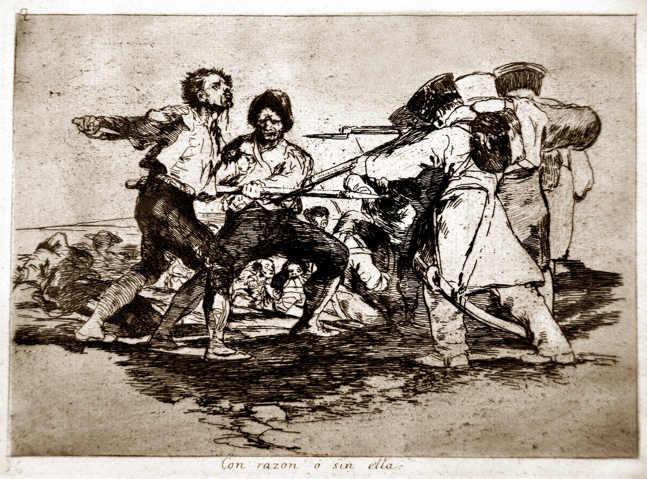 Os desastres da guerra: Con Razon o Sin Ella (certo ou errado)polonês autorstwa Francisco Jose de Goya y Lucientes