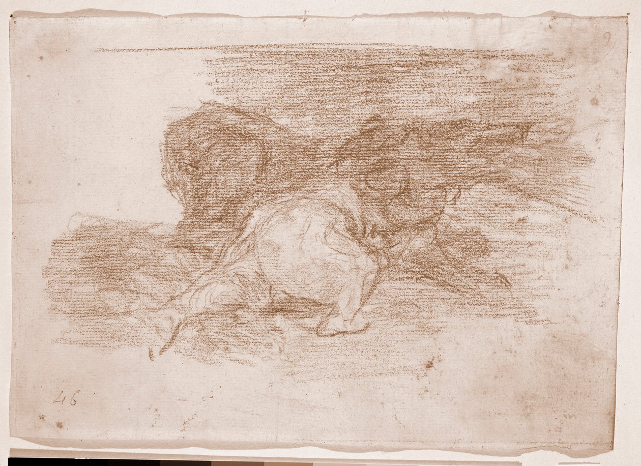Katastrofy wojny: czerpie korzyści (rysunek przygotowawczy) autorstwa Francisco de Goya