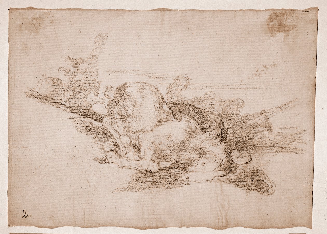 Katastrofy wojny: to się zawsze zdarza (rysunek przygotowawczy) autorstwa Francisco de Goya