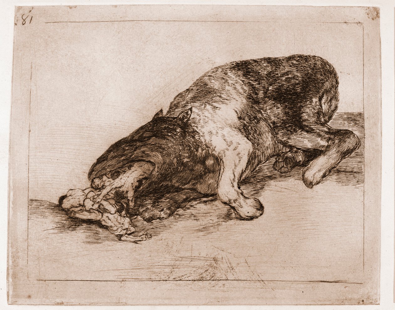 Katastrofy wojny: Dumny potwór! (akwaforta z rysunku przygotowawczego) autorstwa Francisco de Goya