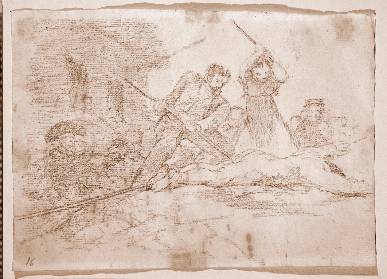 Katastrofy wojny: Rabble (rysunek przygotowawczy) autorstwa Francisco de Goya