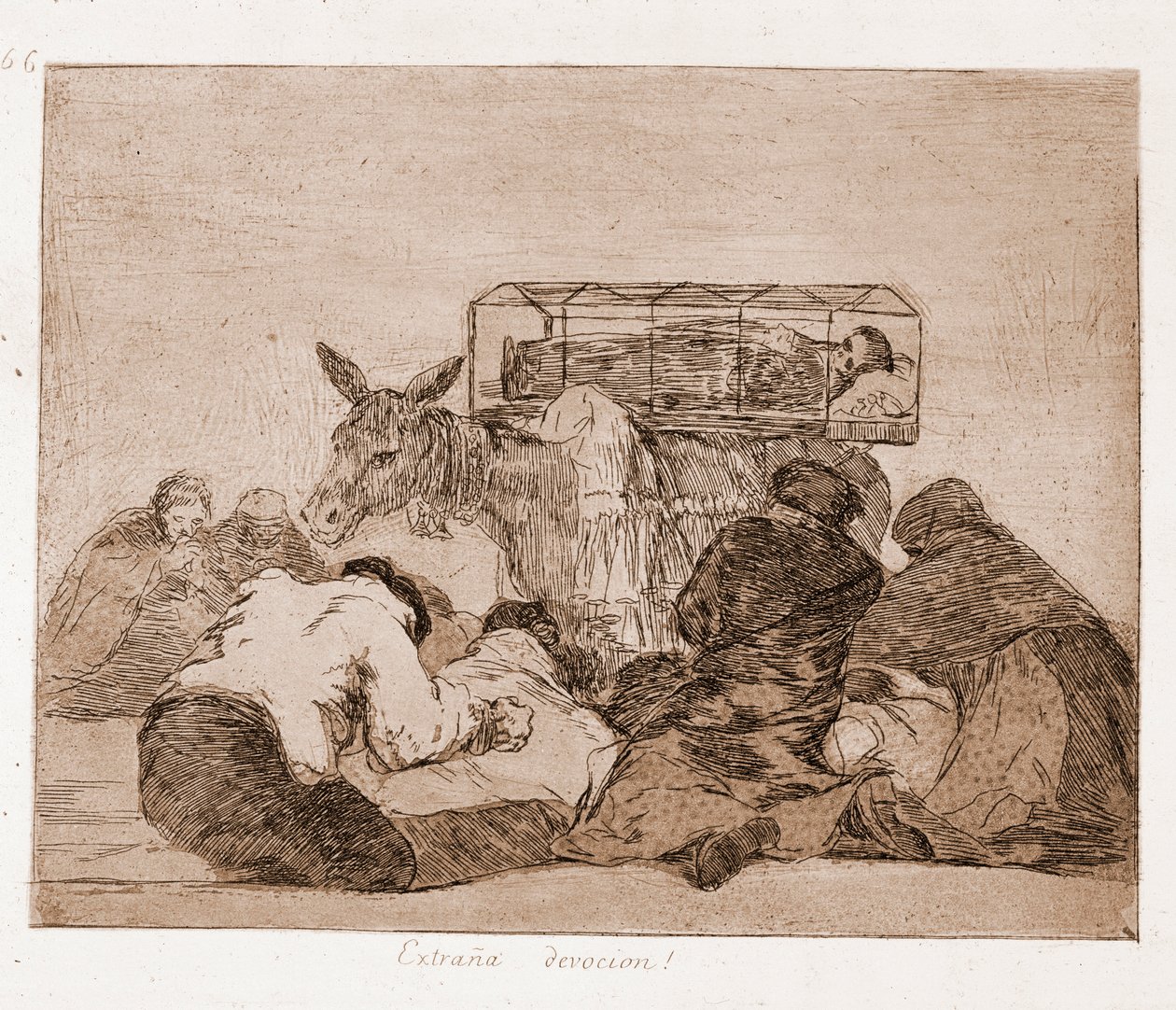 Katastrofy wojny: Dziwne oddanie (akwaforta z rysunku przygotowawczego) autorstwa Francisco de Goya