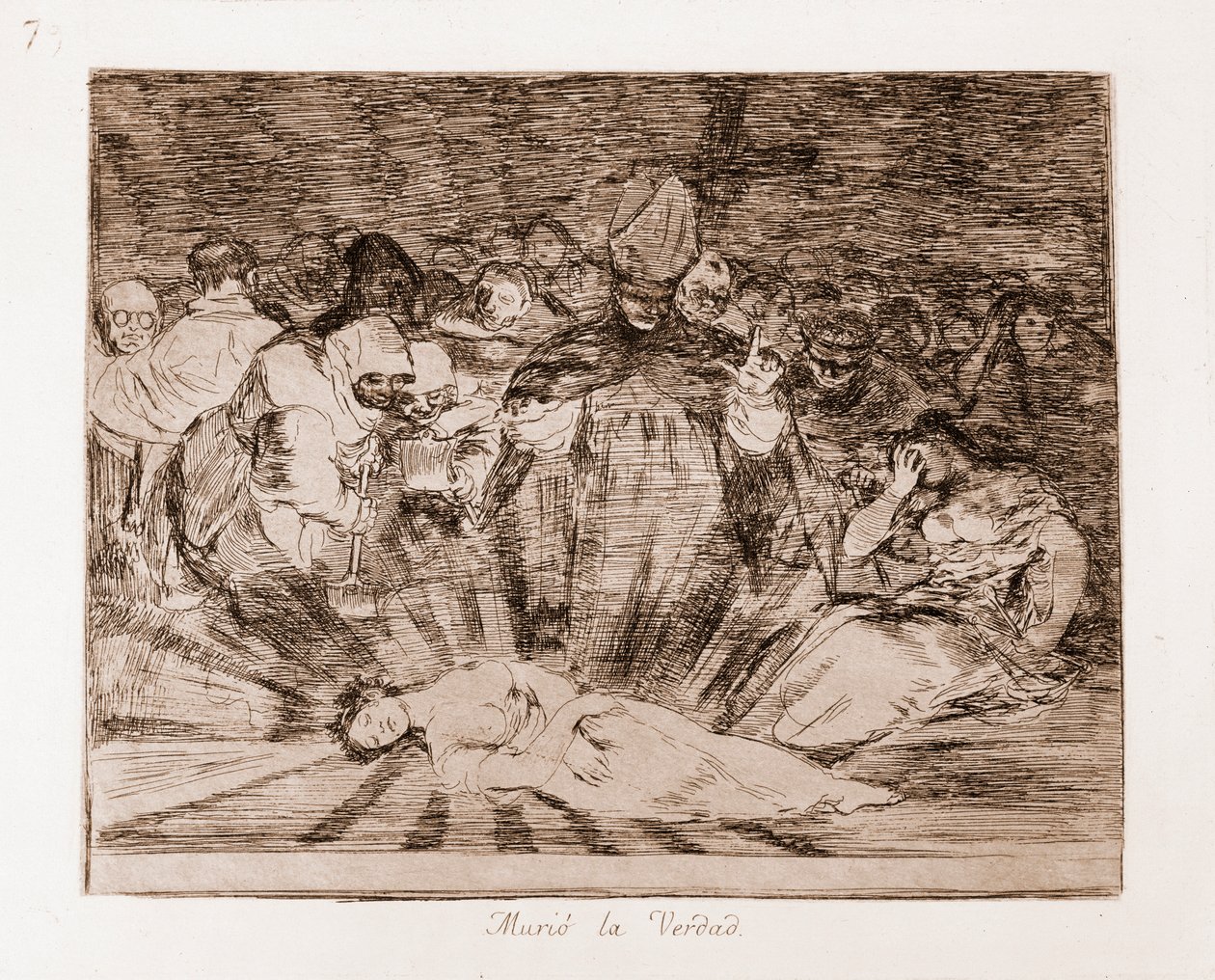 Katastrofy wojny: Prawda umarła (akwaforta z rysunku przygotowawczego) autorstwa Francisco de Goya