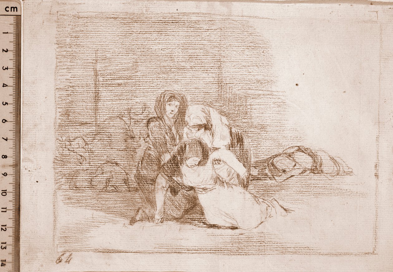 Katastrofy wojenne: nie docierają na czas (rysunek przygotowawczy) autorstwa Francisco de Goya