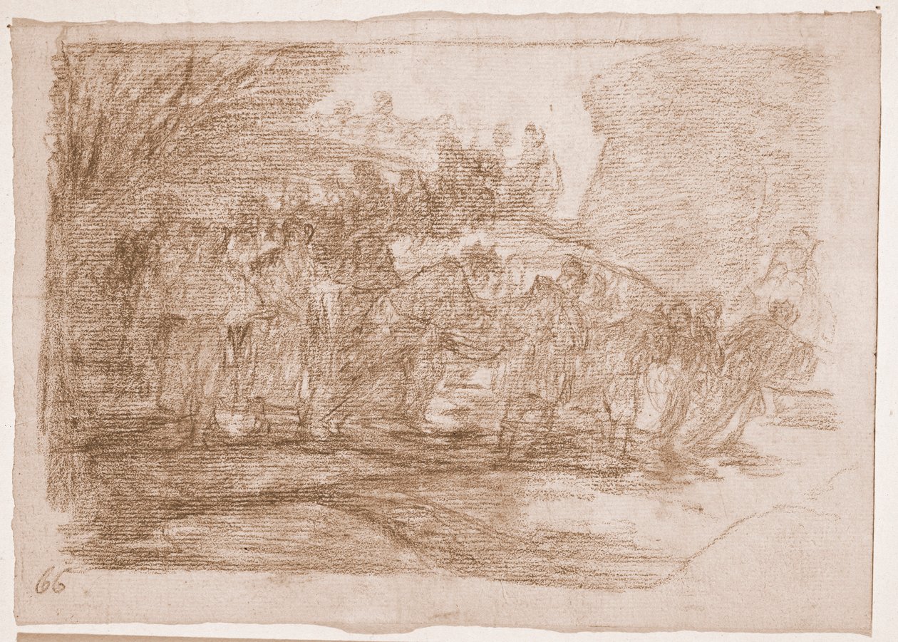 Katastrofy wojny: Nie znają drogi (rysunek przygotowawczy) autorstwa Francisco de Goya