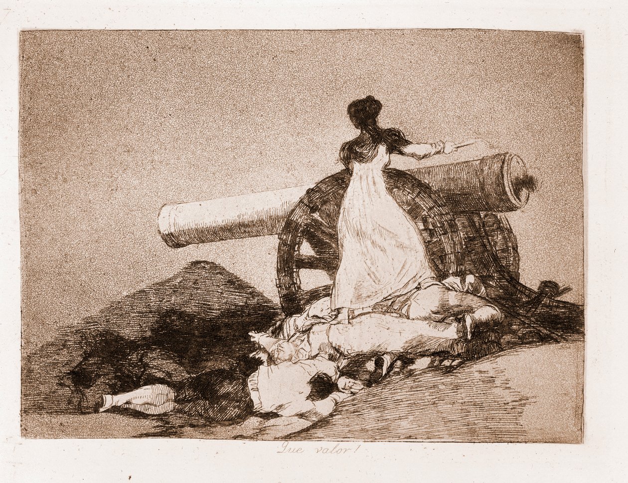 Katastrofy wojny: co za odwaga! (akwaforta z rysunku przygotowawczego) autorstwa Francisco de Goya