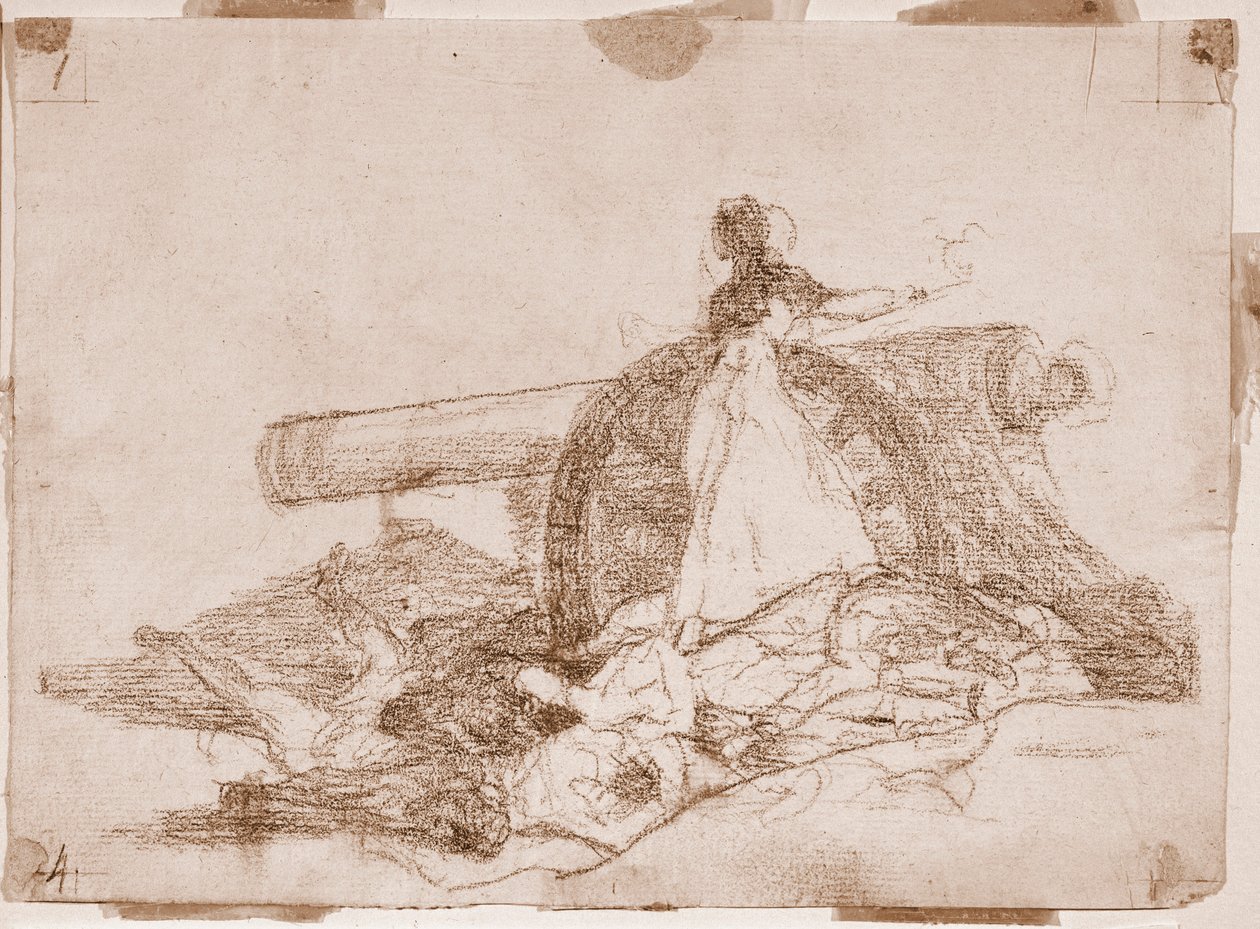 Katastrofy wojny: co za odwaga! (rysunek przygotowawczy) autorstwa Francisco de Goya