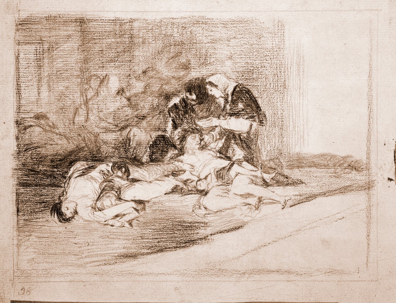 Katastrofy wojny: do czego służy miska? (rysunek przygotowawczy) autorstwa Francisco de Goya