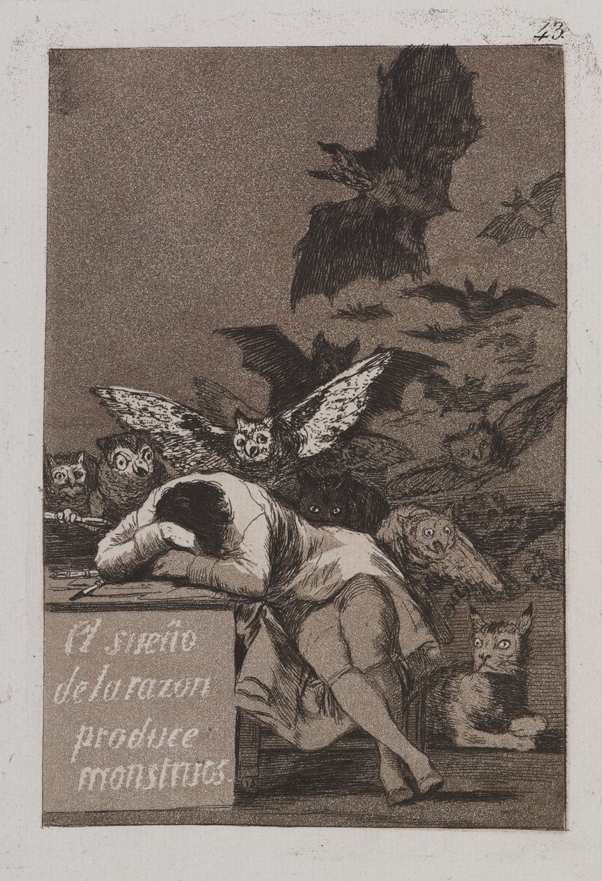 Sen rozsądku rodzi potwory autorstwa Francisco de Goya