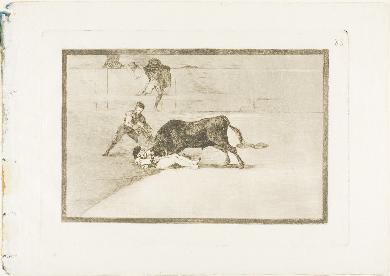 Pechowa śmierć Pepe Illo na ringu w Madrycie, płyta 33 z Sztuki walki byków autorstwa Francisco Jose de Goya y Lucientes