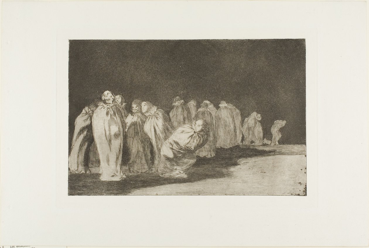 There is Something Beneath the Sackcloth, czyli nie można oceniać człowieka po ubraniu, płyta ósma z Los Proverbios autorstwa Francisco Jose de Goya y Lucientes