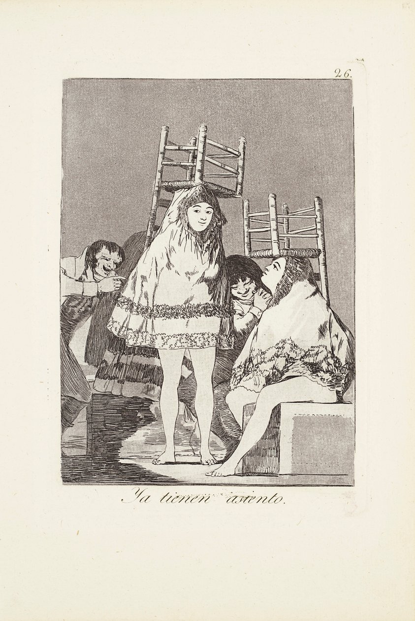 Mają już miejsce (Ya tienen asiento) Płyta 26 z: Los Caprichos autorstwa Francisco Jose de Goya y Lucientes