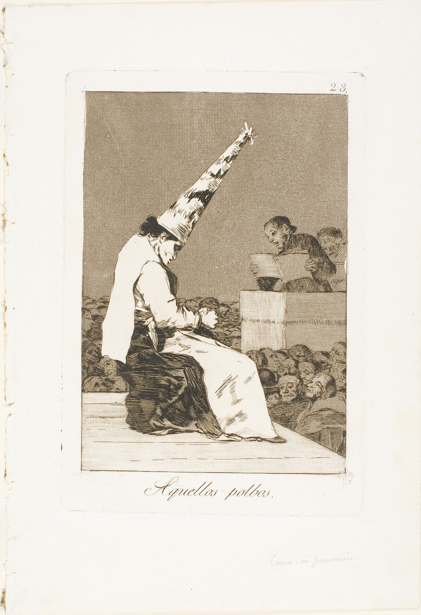 Te drobinki kurzu, płyta 23 z Los Caprichos autorstwa Francisco Jose de Goya y Lucientes
