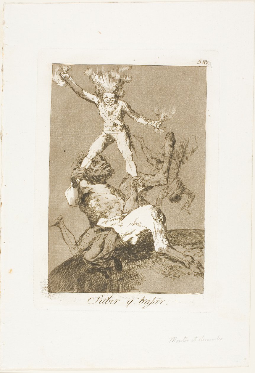 Powstać i upaść, płyta 56 z Los Caprichos autorstwa Francisco Jose de Goya y Lucientes