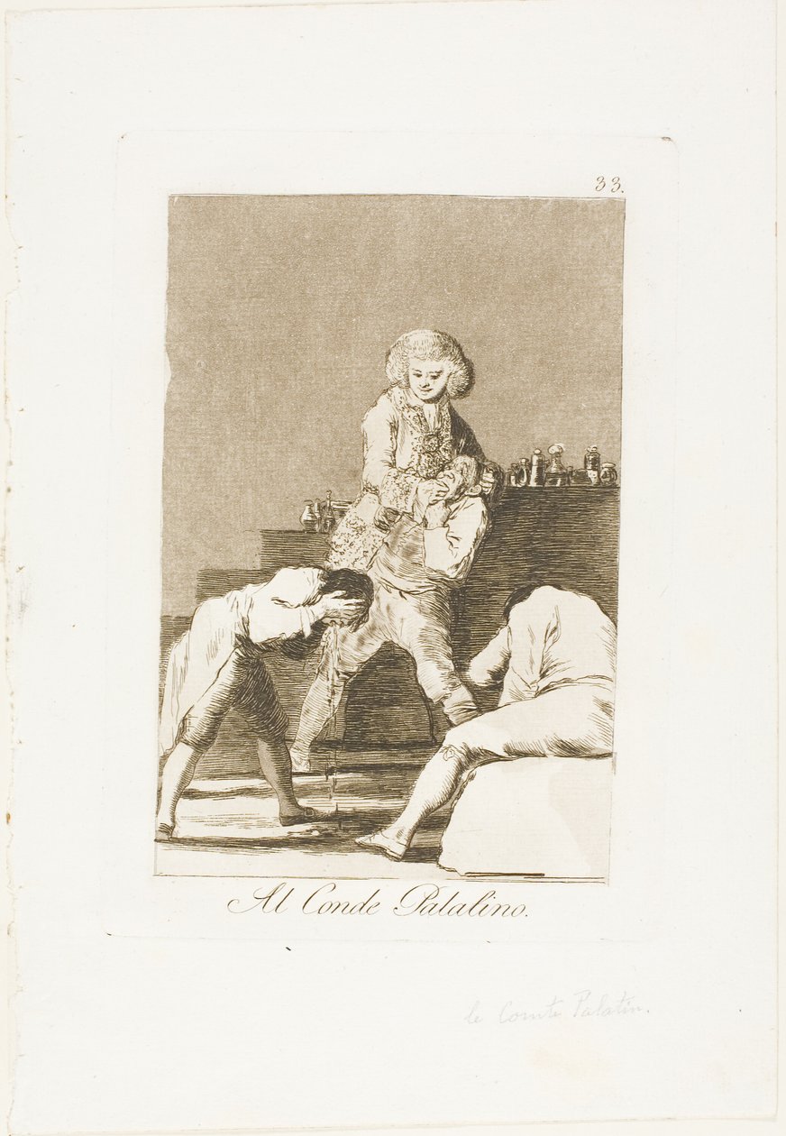 Do hrabiego Palatyna lub hrabiego Podniebienia, tablica 33 z Los Caprichos autorstwa Francisco Jose de Goya y Lucientes